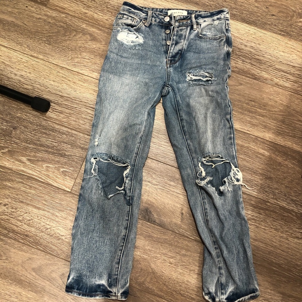 Distressed mom jeans